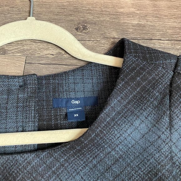 Gap Wool Plaid Dark Grey Shift Dress - Picture 3 of 5